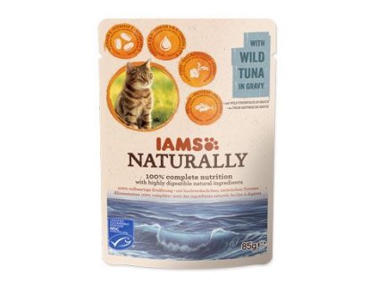 Iams Cat Adult Naturally kapsa Wild Tuna in gravy 85g