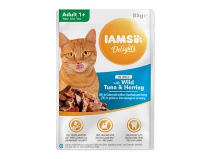 Iams Cat Adult Delights kapsa Tuna&Herring in jelly85g
