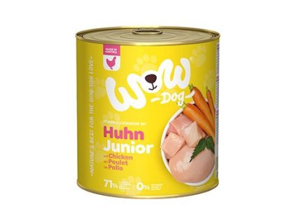 WOW Dog konzerva Junior kuřecí s karotkou 800g