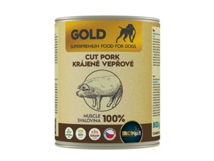 IRONpet Gold Dog Pork Cut Muscle konzerva 800g