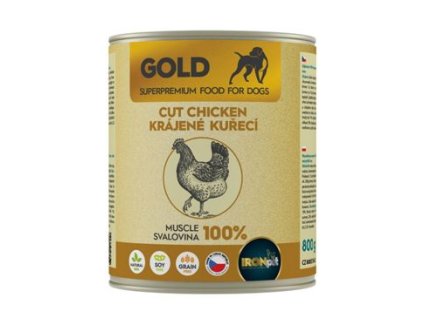 IRONpet Gold Dog Chicken Cut Muscle konzerva 800g
