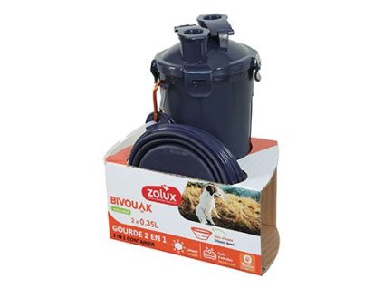 Lahev 2v1+ 2 misky BIVOUAK 2x350ml modrá Zolux