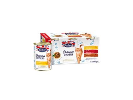Butcher's Cat Delic.Dinners kuř/hov/zvěř. konz.6x400g