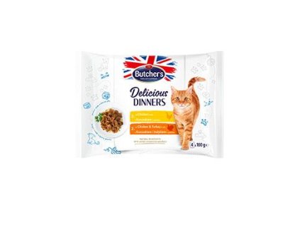 Butcher's Cat Delic.Dinners kuř+kuř/krůtí kapsa 4x100g