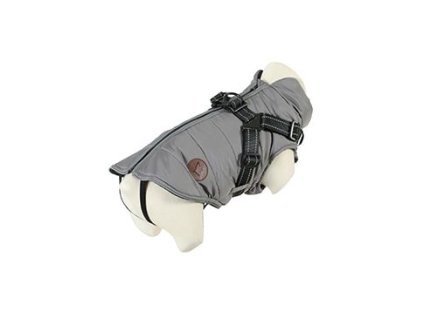 Obleček bunda pro psy S POSTROJEM černošedá 35cm Zolux