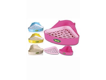 WC pro králíky a fretky rohové s pl.roštem 18x18x10cm