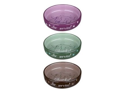 Miska keramická kočka nízká mix barev 0,3l 15cm TR