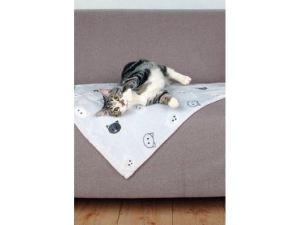 Deka pro kočky MIMI s kočičími hlavami 70x50cm šedá TR