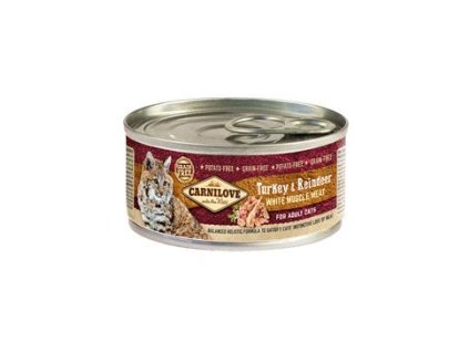 Carnilove White konz Mus Meat Turkey&Reindeer Cats100g