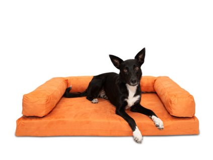 Aminela pelíšek s okrajem 120x80cm Half and Half oranžová/šedá