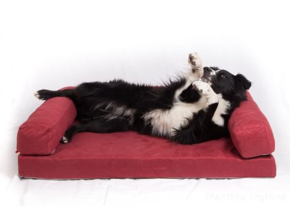 Aminela pelíšek s okrajem 100x70cm Half and Half červená/světle šedá