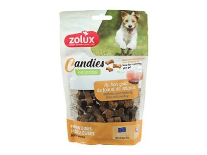Pochoutka pes CANDIES kostičky drůbež,játra 150g Zolux