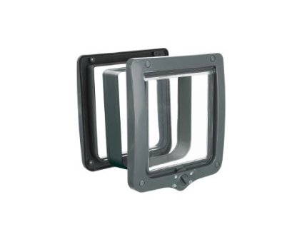 Dvířka kočka XL plast 4P s tunelem 24x28cm šedá TR