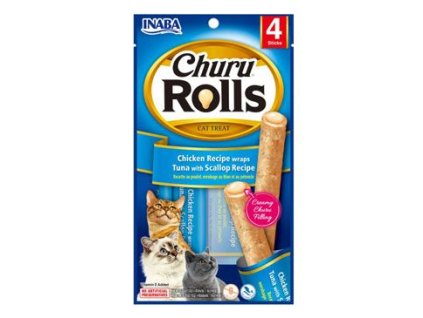 Churu Cat Rolls Chicken wraps Tuna&Scallop cream 4x10g