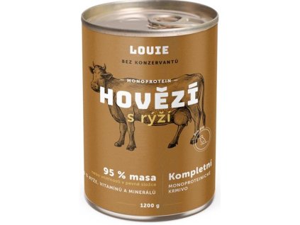 Louie konz. pro psy hovězí s rýží 1200 g