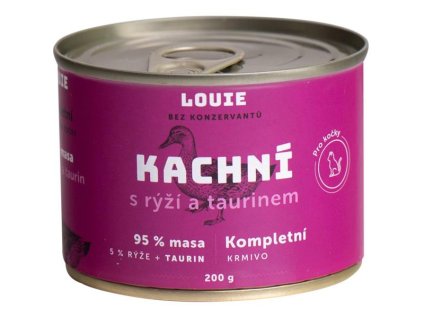 Louie konz. pro kočky kachní s rýží a taurin 200g