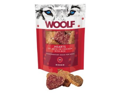 WOOLF pochoutka Hearts of Duck or Chick. with Rice100g