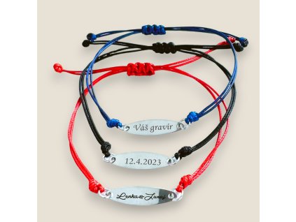 Gravírozott zsinór karkötő - Ovális