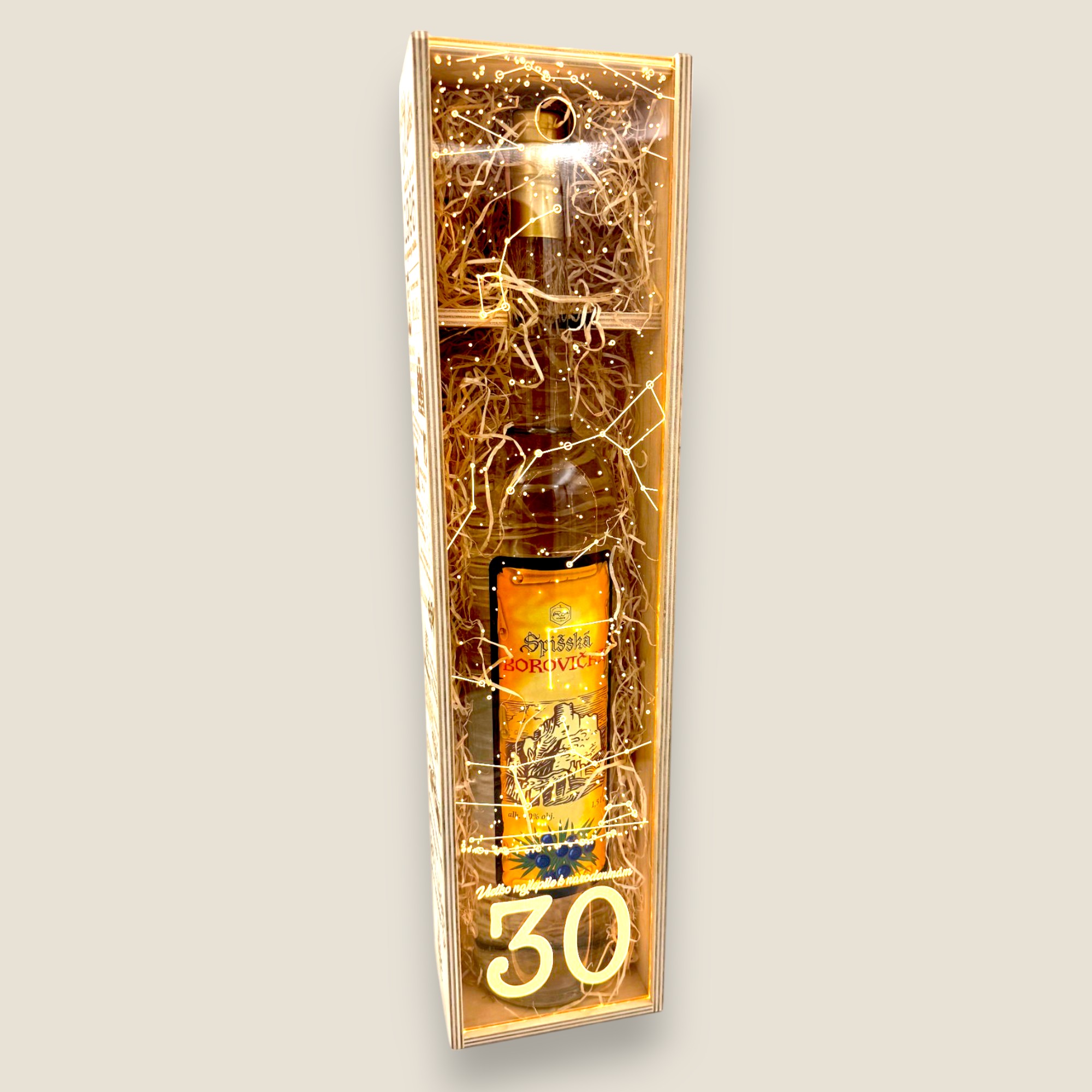 Exkluzívny darčekový box na flašu 1,5L alkoholu (Borovička,Slivovica 1,5L)