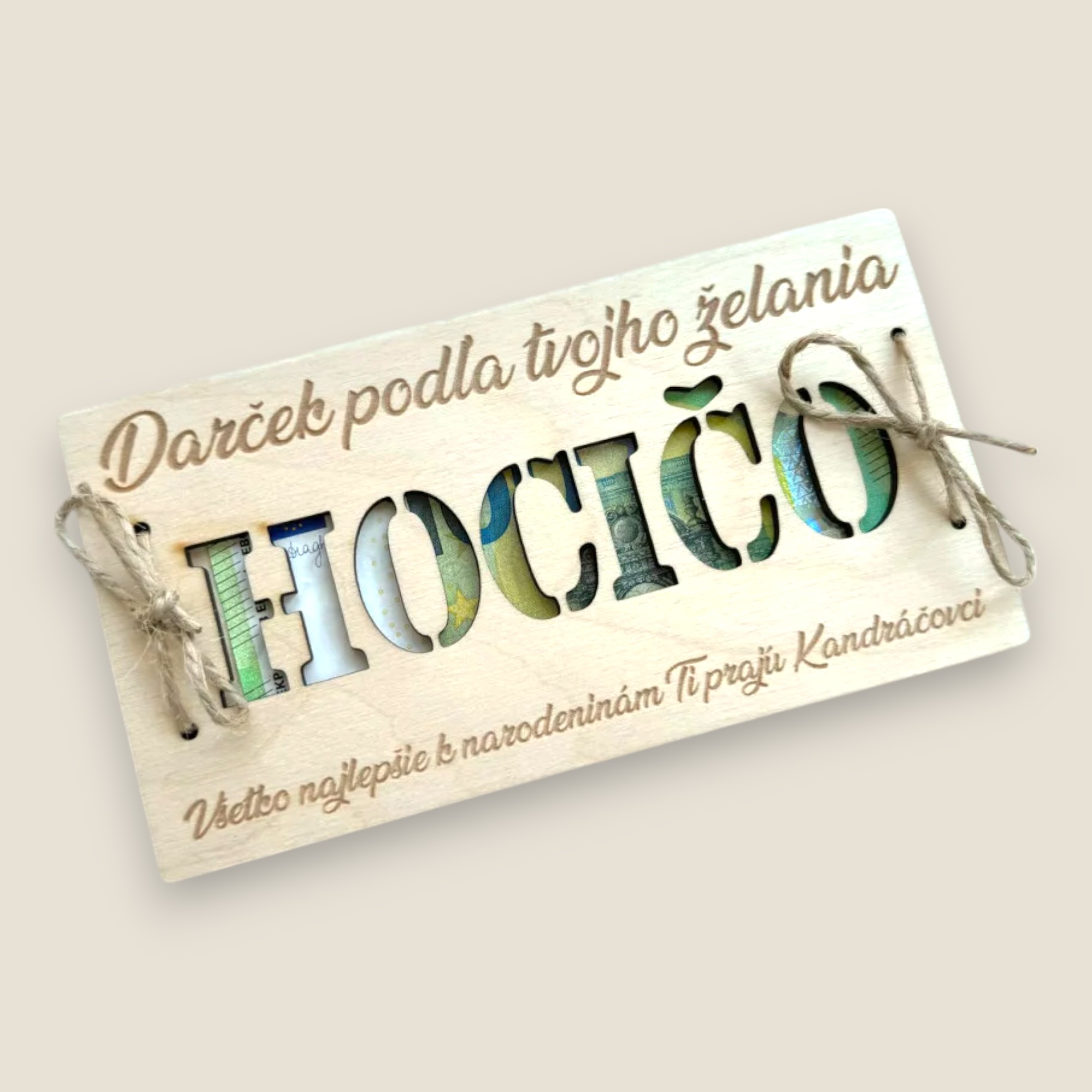 Gravírovaná obálka na peniaze - HOCIČO