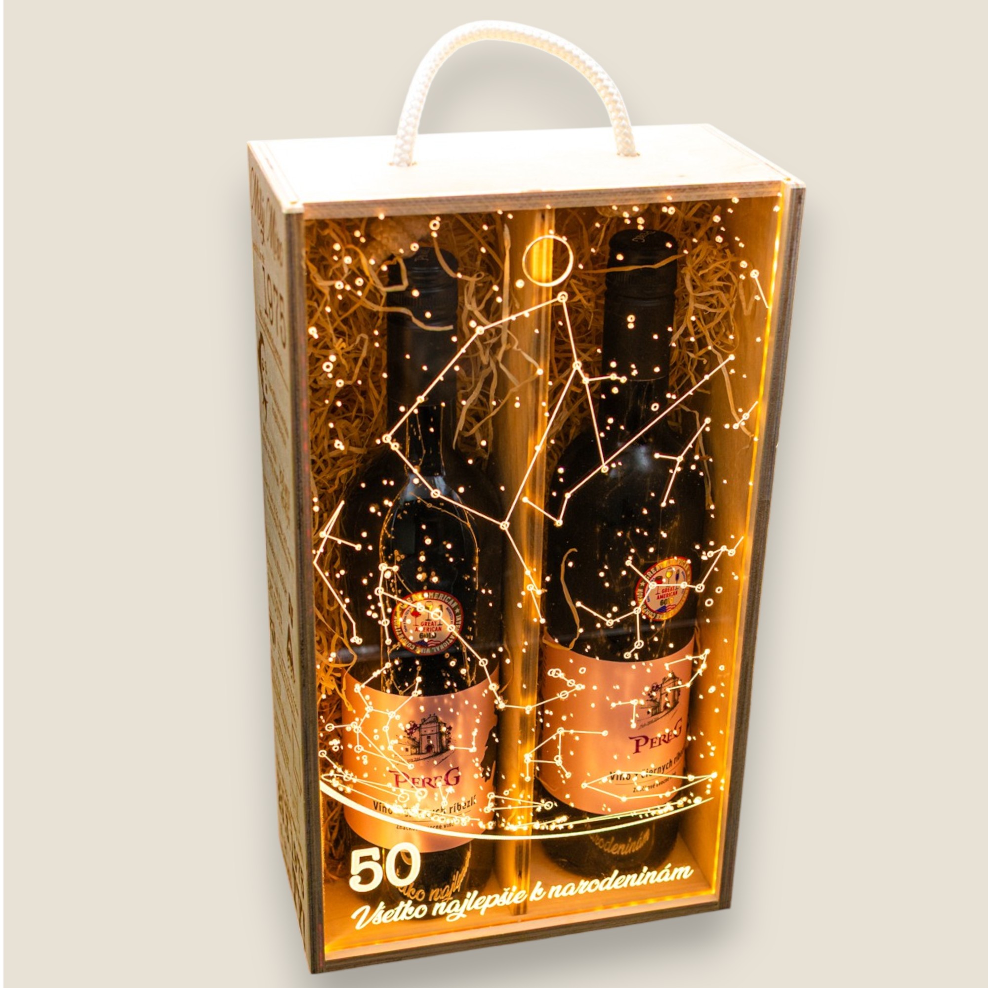 Luxusný LED darčekový box na 2-4 fľaše vína s gravírovaním Typ alkoboxu bude na: 2 fľaše vína 0,7L