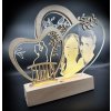 Personalizovaná LED lampa pre páry s fotografiou - dvojité srdce