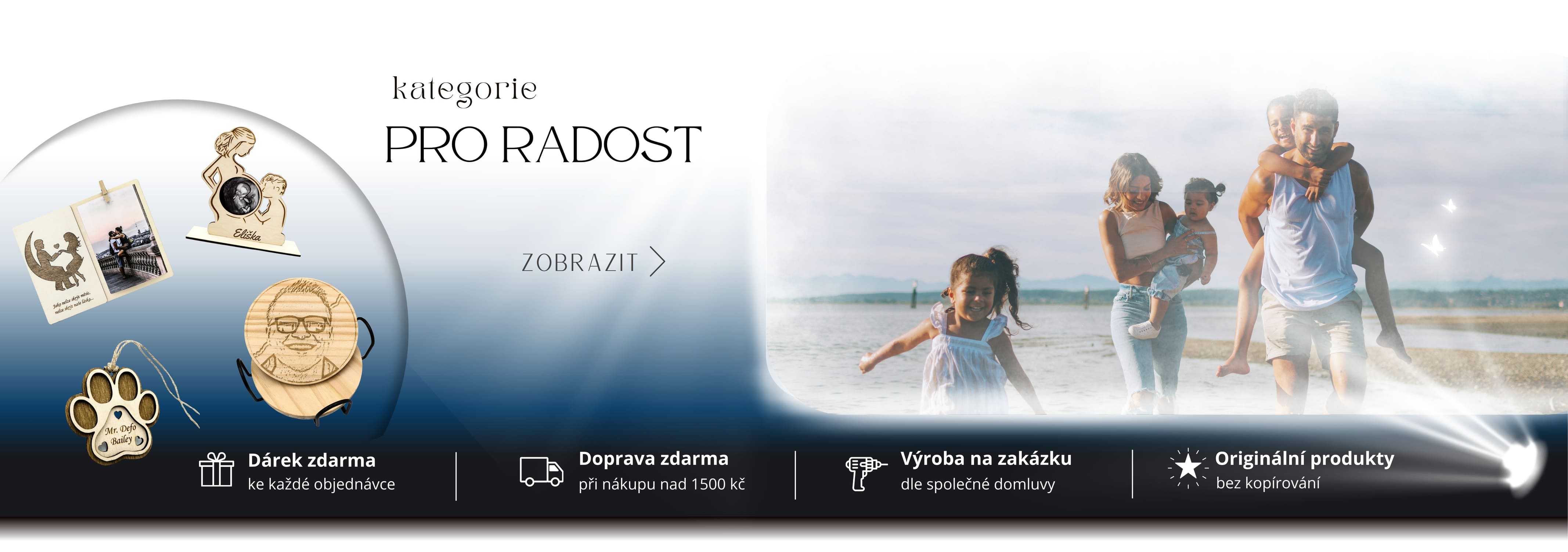 Uvodní strana pro deskop - kategorie Pro Radost