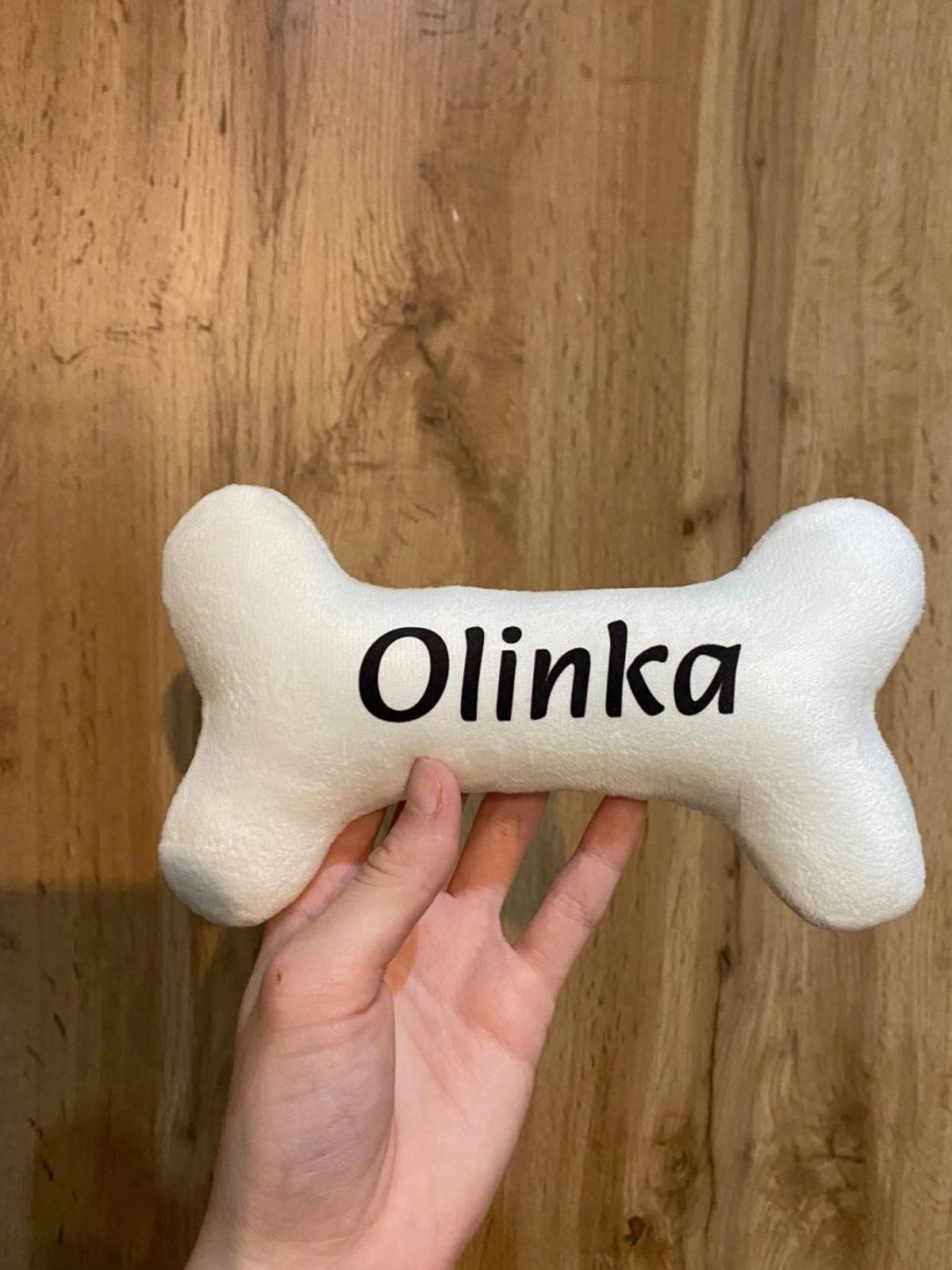 Plyšová kost s textem
