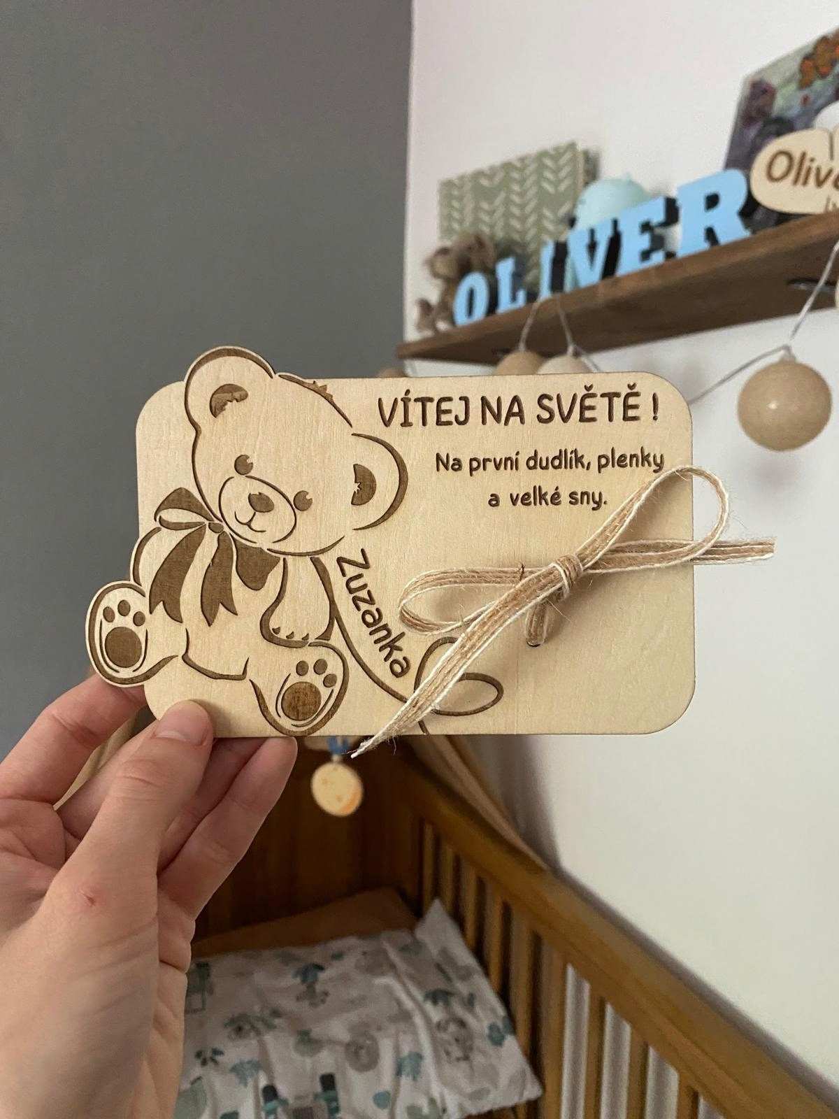 Dřevěné přání na peníze