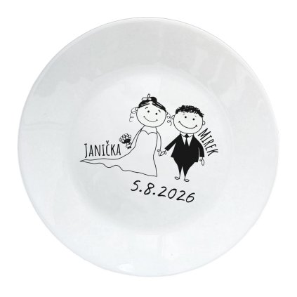 Svatebni talir se jmeny a datem svatby