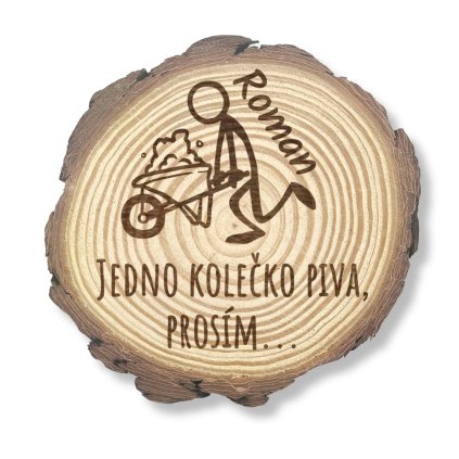 Dreveny podtacek pivni kolecko se jmenem
