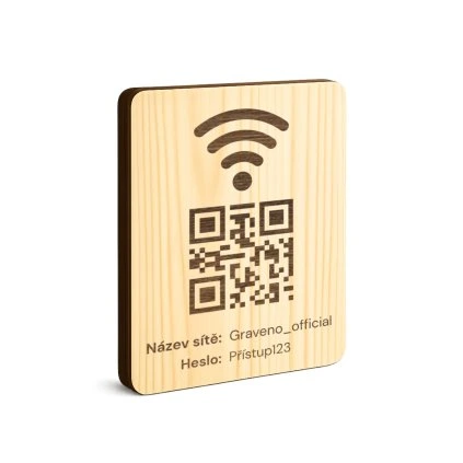 Wi fi cedule s qr kodem drevena