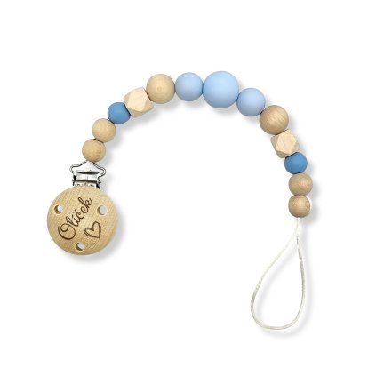 Klip na dudlik modry s vlastnim jmenem