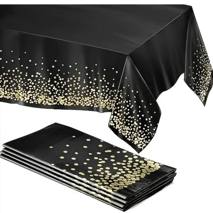 cerny ubrus s konfetami