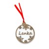 Drevena vanocni dekorace vlocka hneda jmeno
