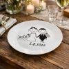 Svatebni talir motiv s vlastnimi jmeny a datem