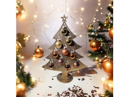dřevěná dekorace stromeček zlatý