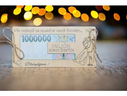 Dřevěná obálka na peníze MILION