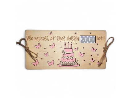Dřevěná obálka na peníze k narozeninám