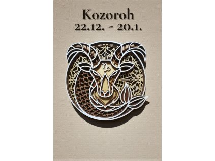 Dřevěná dekorace ma stěnu znamení zvěrokruhu Kozoroh