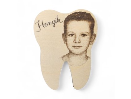 Dřevěná krabička na zoubky s fotkou dítěte
