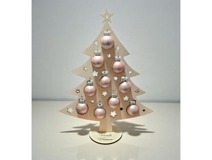 vanocni dekorace stromek ruzove ozdoby