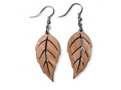 dřevěné náušnice list