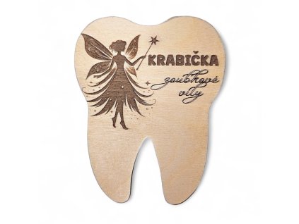Dřevěná krabička na zouby víla Zubnička