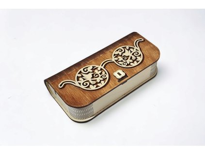 Tmavá dřevěná krabička na brýle Gravilan – pohled shora