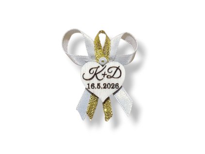 vyvazek na svatbu s drevenym srdickem