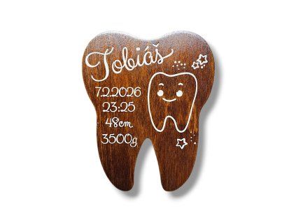 dřevěná krabička na dětské zoubky tmavě hnědá