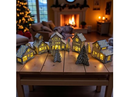 Svítící dekorace vesnička