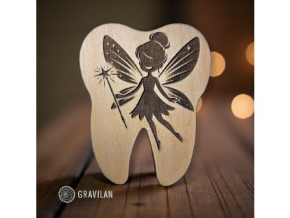 Dřevěná krabička na první zoubky s motivem víly – Gravilan