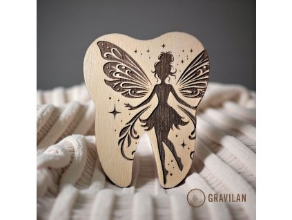 Ručně vyráběná dřevěná krabička na dětské mléčné zuby z březové překližky